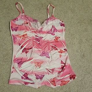 Pink butterfly tank top  xs 579
